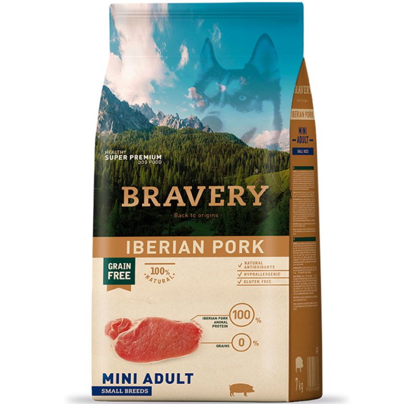 Bravery Mini Adult Dog Small Breeds Iberian Pork Light 7Kg