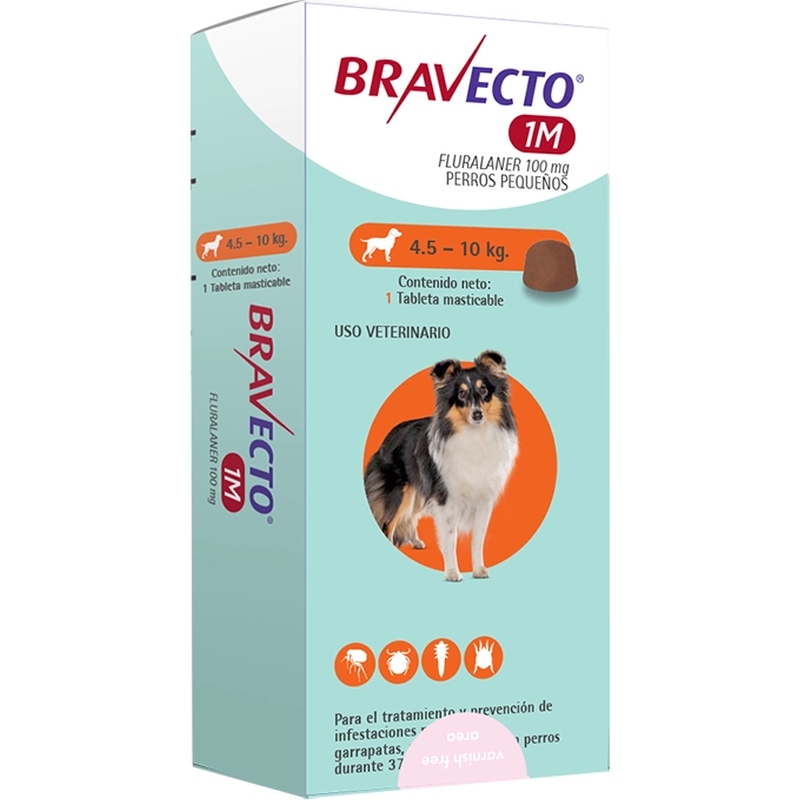 Antiparasitario Bravecto 1M De 4.5 A 10Kg Para Perros 1Comp.
