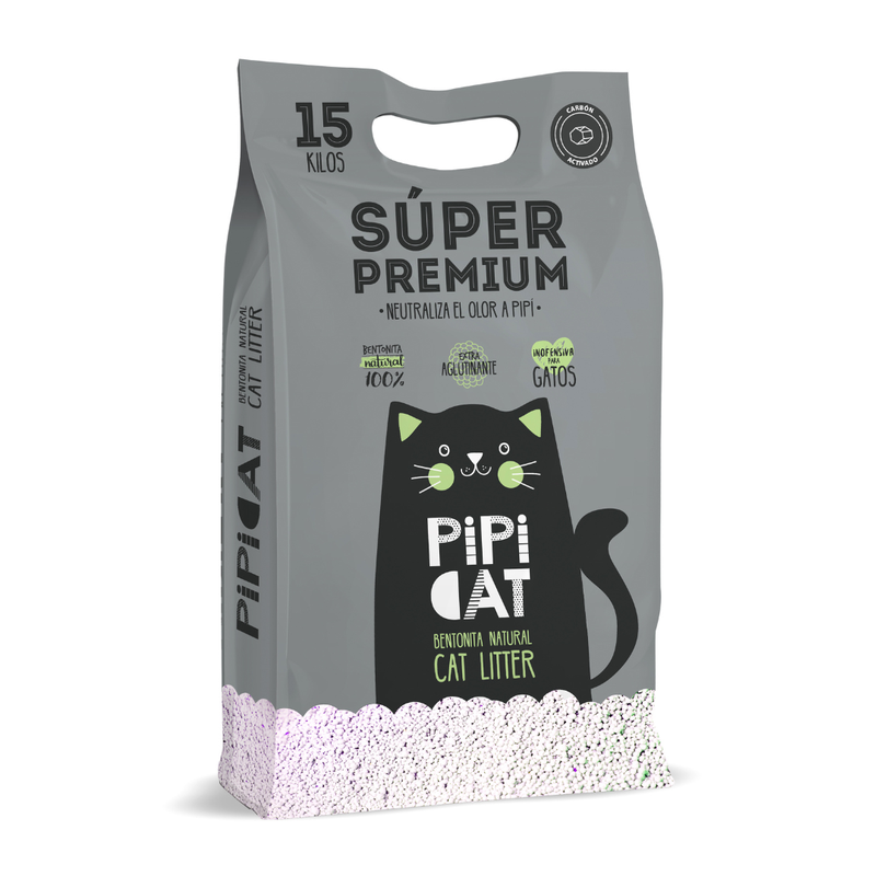 Pipi Cat Arena Aglutinante Con Carbón Aroma Lavanda 15Kg