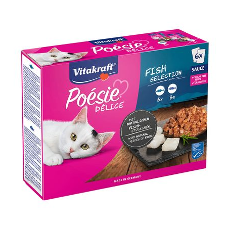 Pack 6 Unidades+ 1 Gratis Vitakraft Poesie Pescado Para Gato 85G