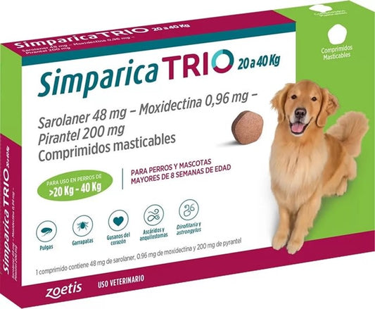 Simparica Trio De 20 A 40Kg 3Comp