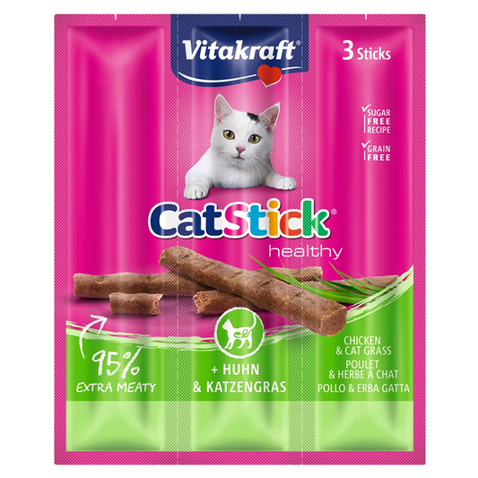 Vitakraft Catstick Healthy - Snack Para Gato En Palito Sabor Pollo Y Hierba Gatera 18G