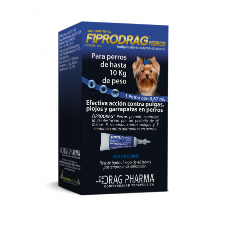 Fiprodrag Pipeta Contra Pulgas y Garrapatas Para Perro Hasta 10kg 0.67Ml