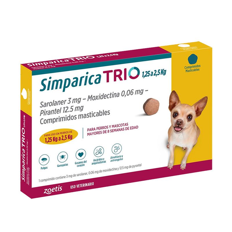 Simparica Trio De 1,25 A 2,5Kg 1Comp.