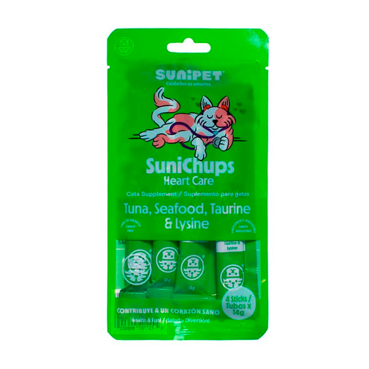 SuniChups Cuidado Del Corazón Atún Taurina Snack Cremoso Para Gatos 56gr