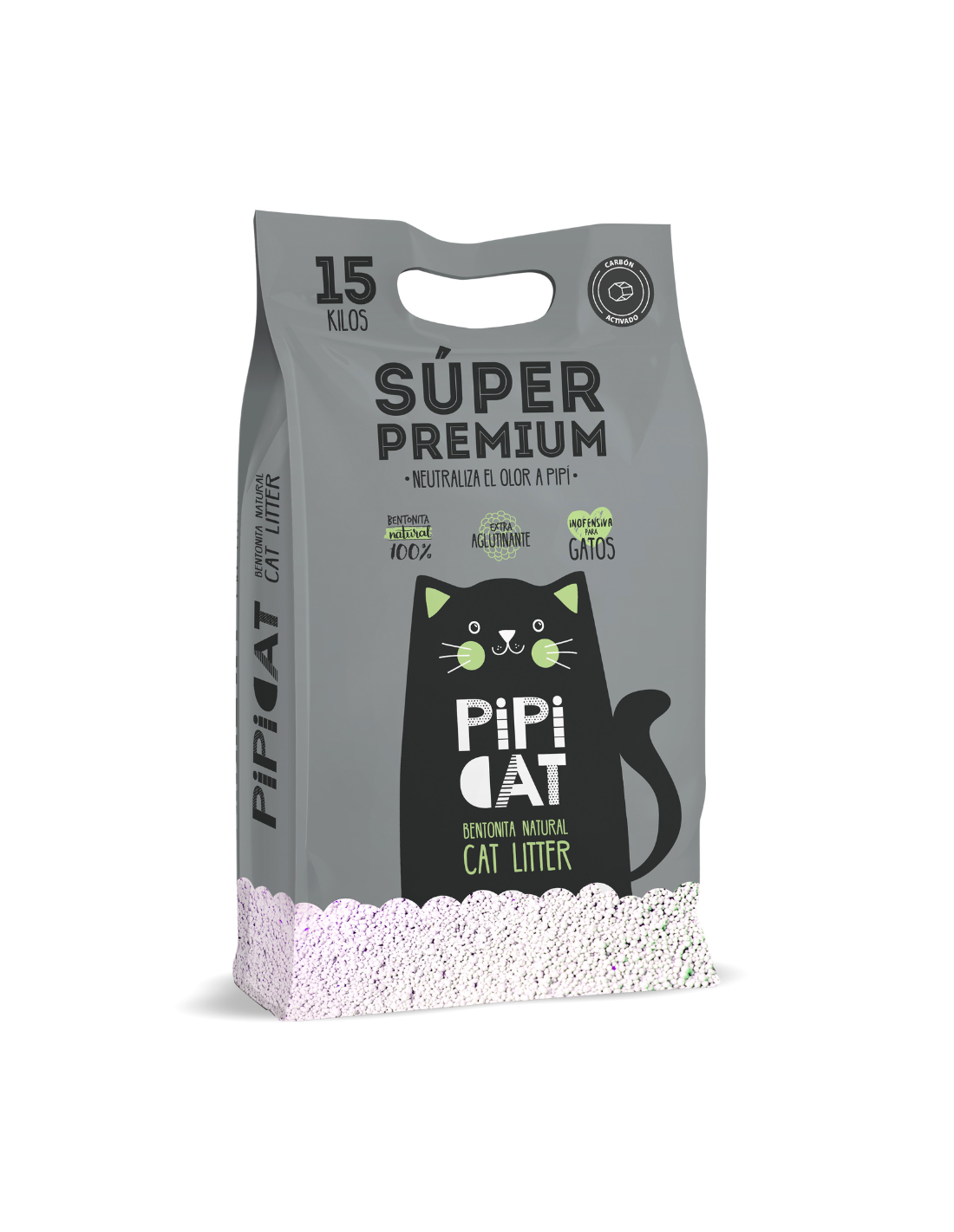 Pipi Cat Arena Aglutinante Con Carbón Aroma Lavanda 15Kg