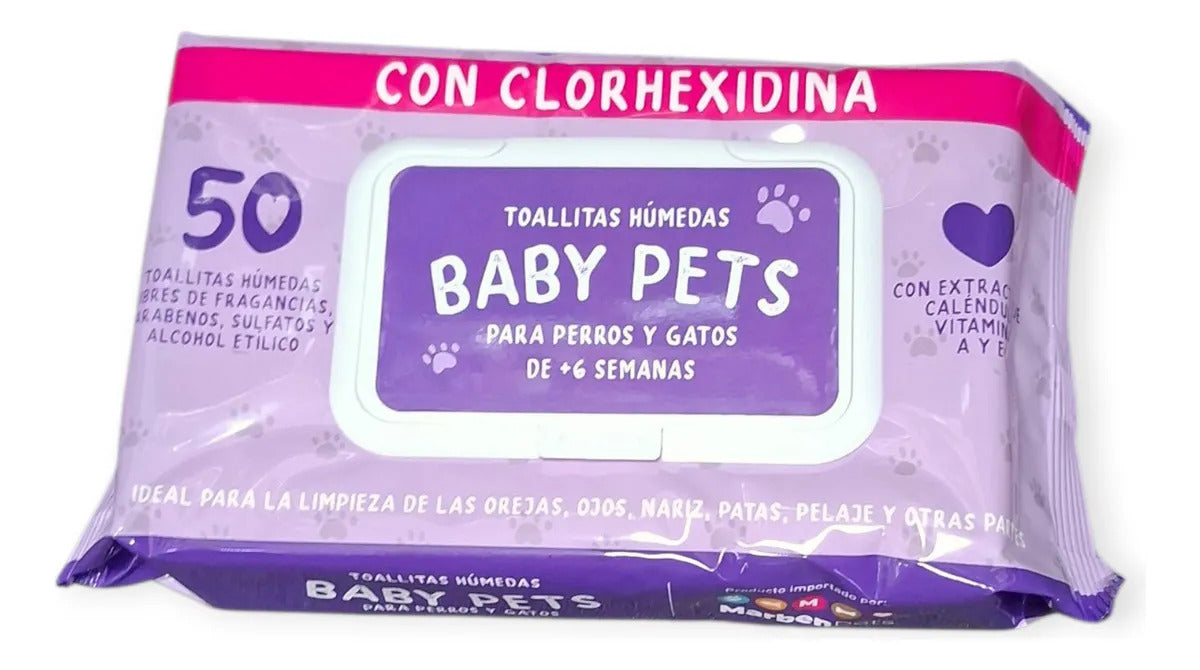 Marben Baby Pets Toallitas Húmedas Con Clorhexidina 50 Unidades