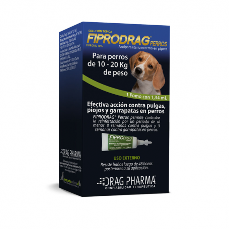 Fiprodrag Pipeta Contra Pulgas y Garrapatas Para Perro De 11kg a 20 Kg 1.34Ml