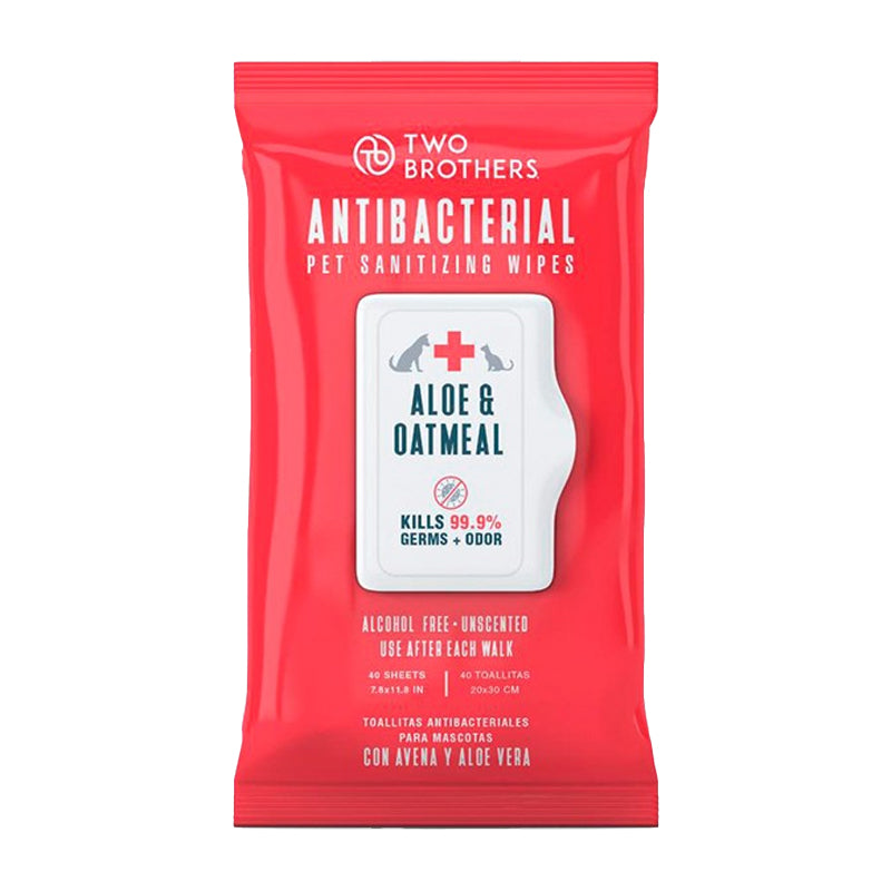 Two Brothers Antibacterial Aloe & Oatmeal - Toallitas Hypoallergenicas Antibacterial 40 Unid