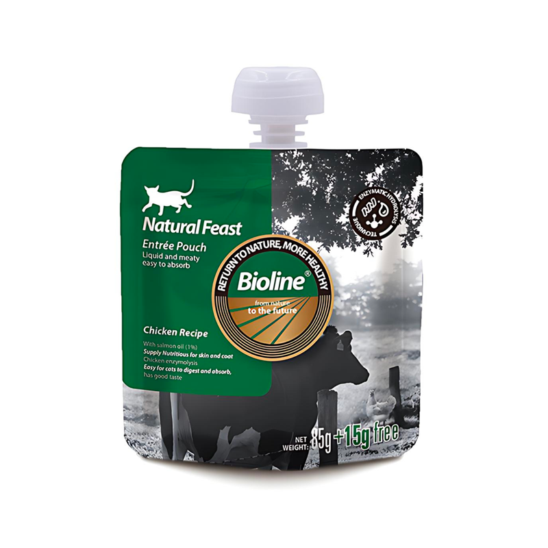 Bioline Entree Pouch Pollo Para Gatos 85g+15g Gratis