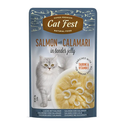 Cat Fest Salmón Con Calamares Alimento Húmedo Para Gato 70gr