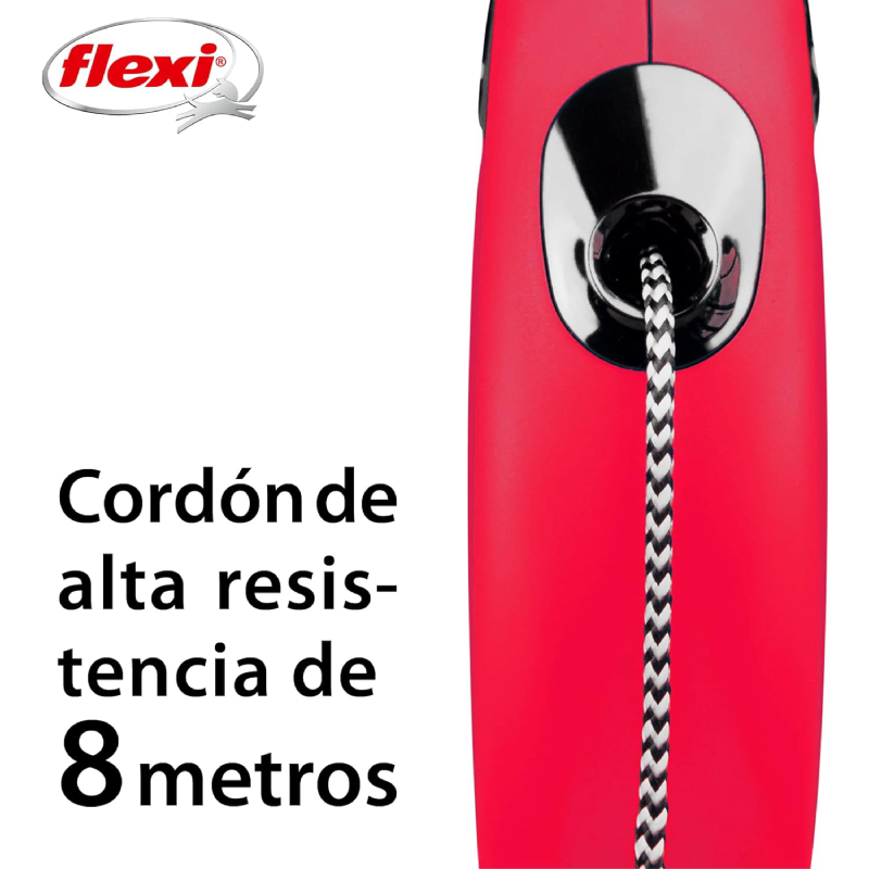 Flexi Retractil M Correa Cordón 8M Rojo