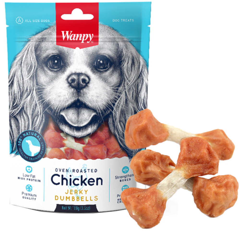 Wanpy Chicken Jerky Dumbbells Dog -