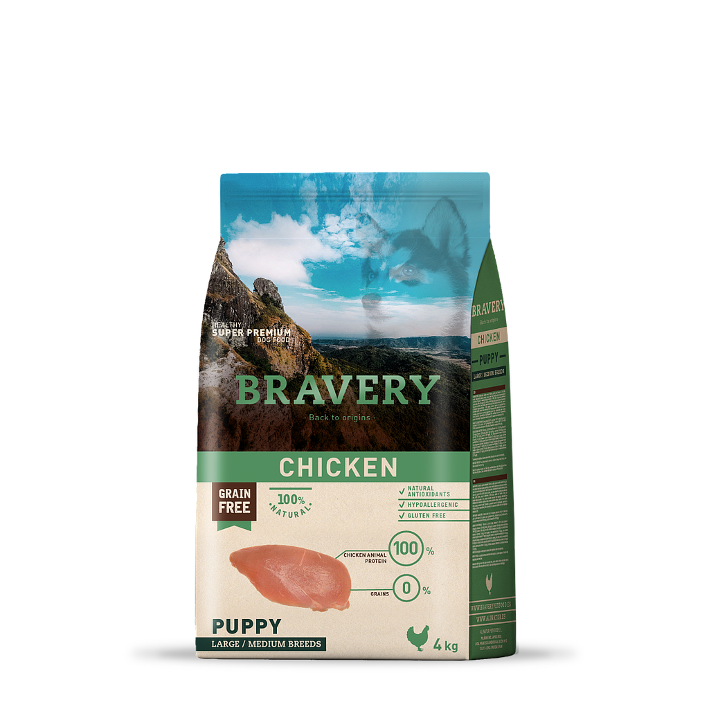 Bravery Puppy Large / Medium Breeds Chicken 4Kg