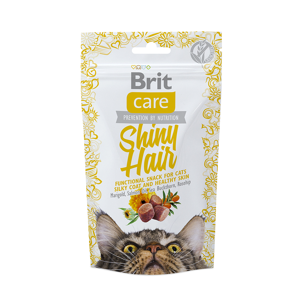 BRIT CARE SHINY HAIR SNACK CAT 50G