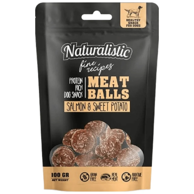 Naturalistic Meat Balls Salmón y Potato Snack Perro 100g