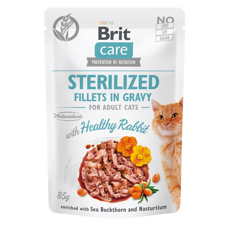 Brit Care Pouch Sterilized -  Filete En Salsa De Conejo Para Gato 85G