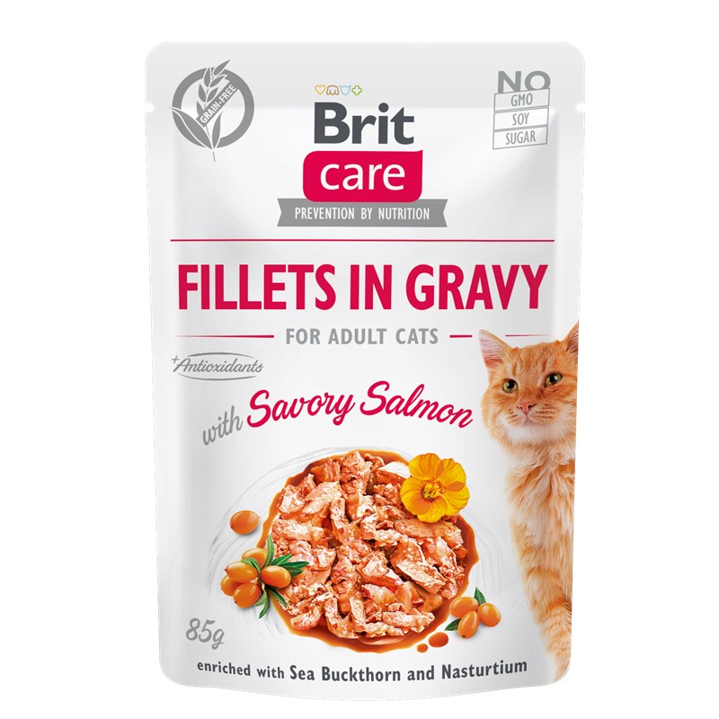 Brit Care Pouch - Filete En Salsa Con Sabor A Salmon Para Gatos Adultos 85G