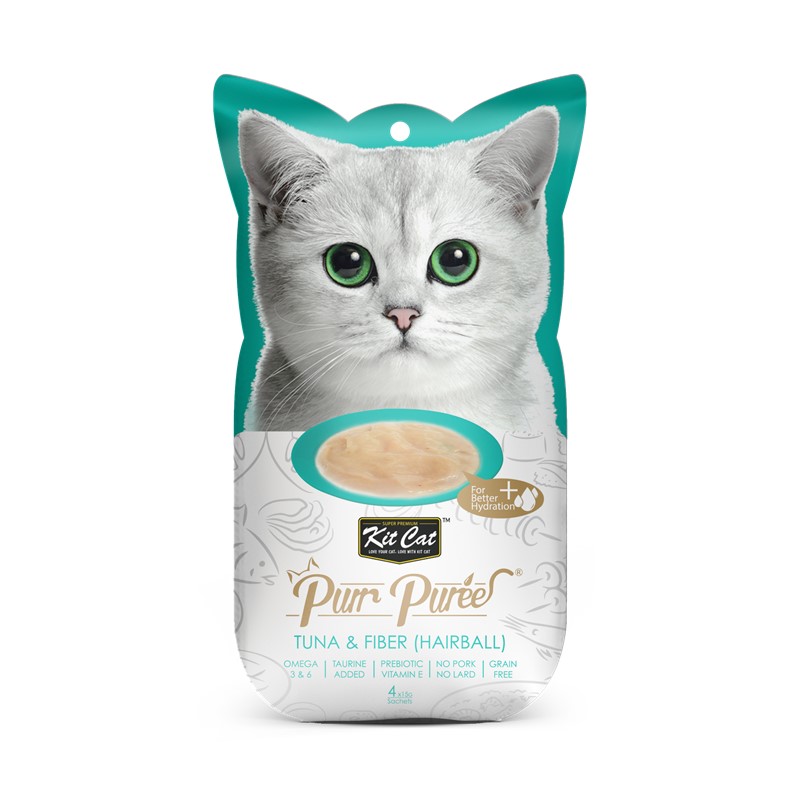 Kit Cat Purr Purée  Hairball - Snack Para Gato Sabor A Atun 15G