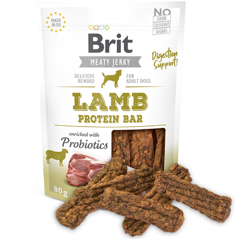 Brit Meaty Jerky Cordero Con Probioticos Snack Dog 80G