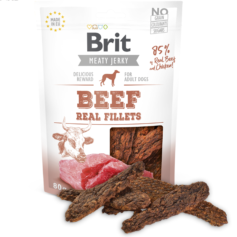 Brit Meaty Jerky Filetes De Ternera Y Pollo Snack Dog 80g