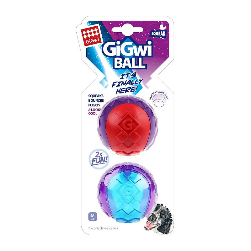 Gigwi Ball Red/Blue Medium 2Pk