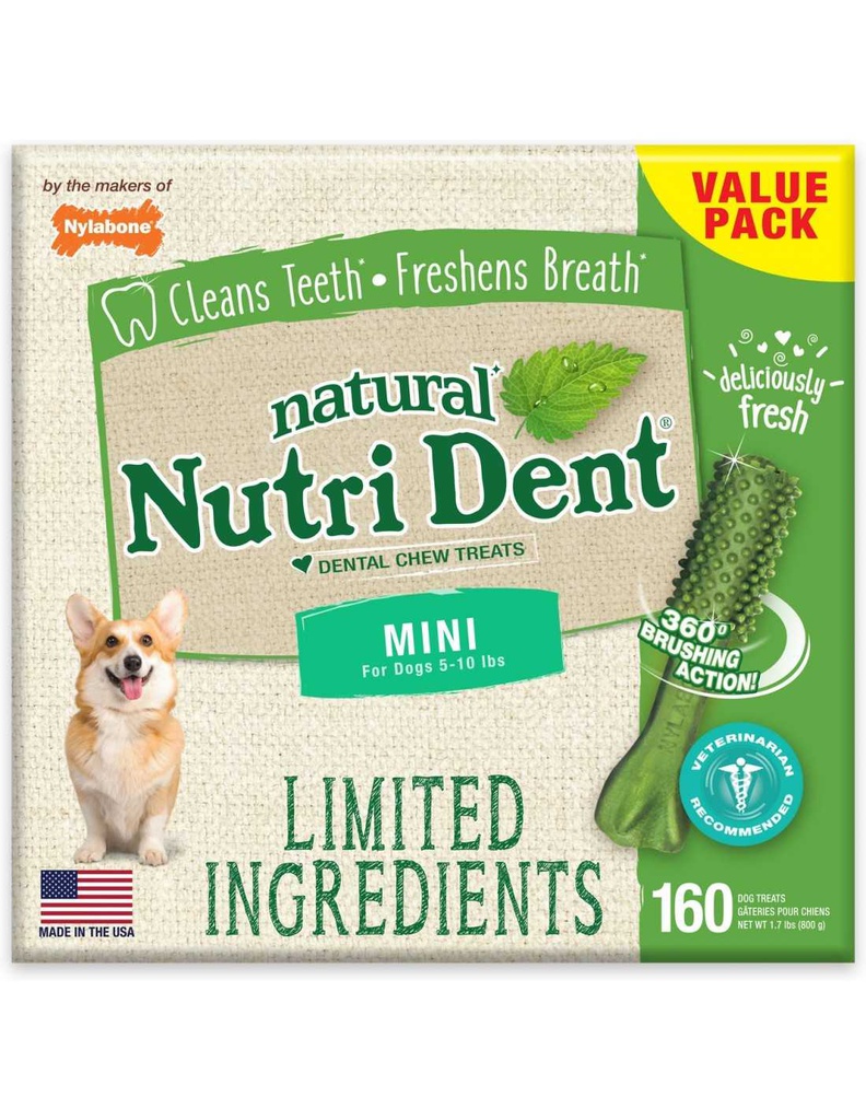 Nylabone Nutri Dent Mini Cepillos Dentales XS 160Unidades para Perros