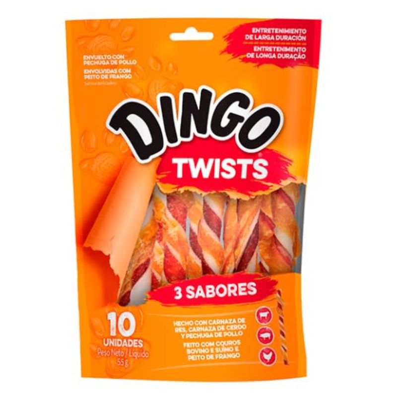 Dingo Twists Triple Sabor Snack Dog 10Uni