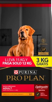 Pro Plan Adult Dog Razas Medianas Y Grandes 12Kg + 3kg Gratis