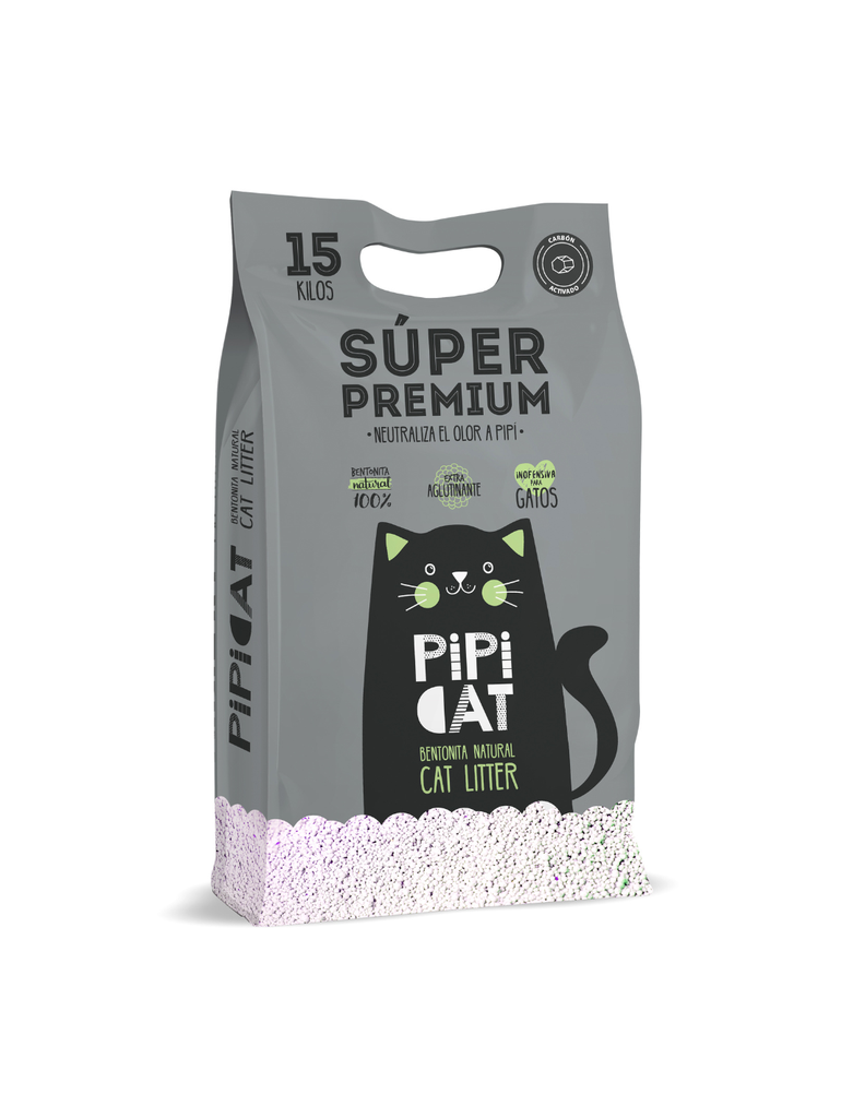 Pipi Cat Arena Aglutinante Con Carbón Aroma Lavanda 15Kg