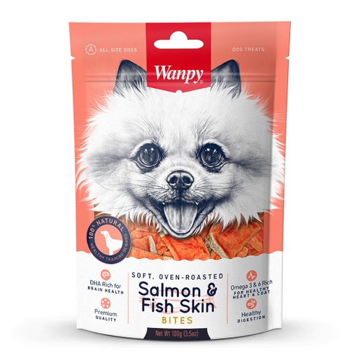 [1855] Wanpy Salmon Y Fish Skin Snack Dog - Salmón y Piel de Pescado 100G