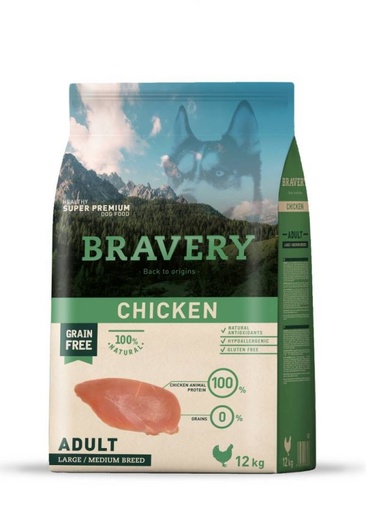 Bravery Adult Dog Large / Medium Breeds Chicken 12Kg