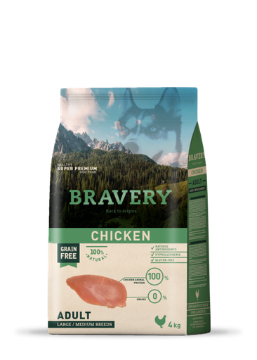 Bravery Adult Dog Large / Medium Breeds Chicken 4Kg