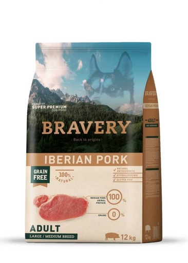 Bravery Adult Dog Large / Medium Breeds Iberian Pork 12Kg