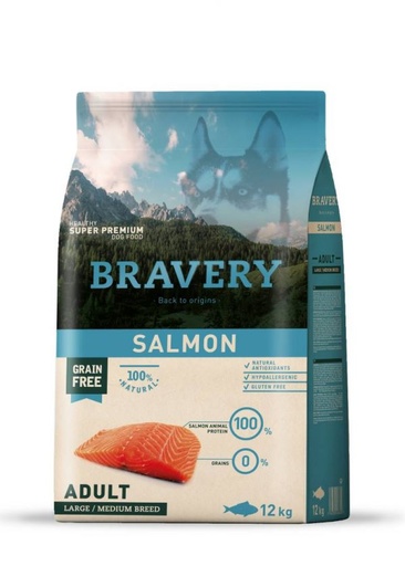Bravery Adult Dog Large / Medium Breeds Salmon 12Kg