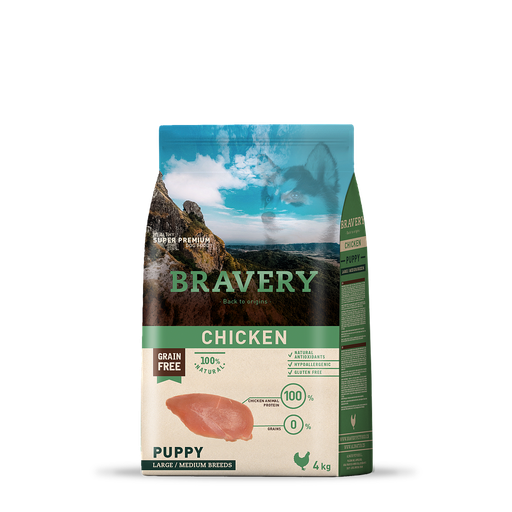 [228] Bravery Puppy Large / Medium Breeds Chicken 4Kg