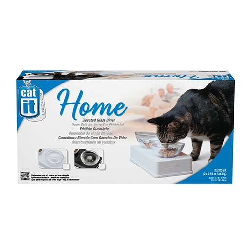 [421] Catit Home Elevated Glass - Plato Elevado Para Gato