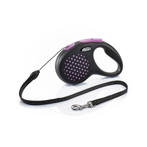 Flexi Retractil Cordon Color Style Negro Y Rosa S