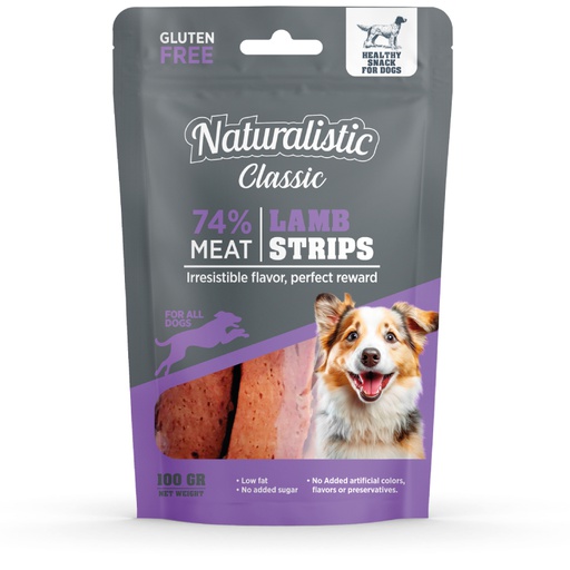 Naturalistic Lamb Strips Snack Dog 100g