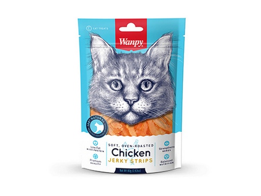 [1856] Wanpy Soft Chicken Jerry Strips For Cat - Snack De Pollo Para Gato 80G