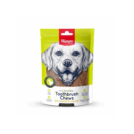 [1863] Wanpy Toothbrush Chews Beef Dog - Cepillos De Dientes Sabor A Carne Perro 100G