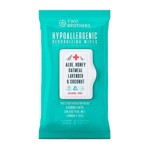 Two Brothers Hypoallegenic- Toallitas Hypoallergenicas Desodorizantes 40 Unid