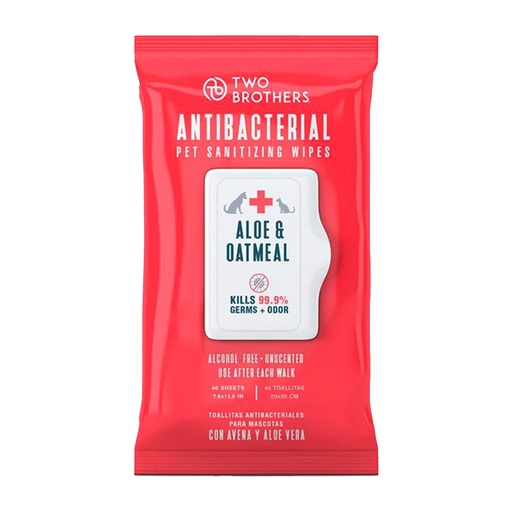 Two Brothers Antibacterial Aloe &amp; Oatmeal - Toallitas Hypoallergenicas Antibacterial 40 Unid