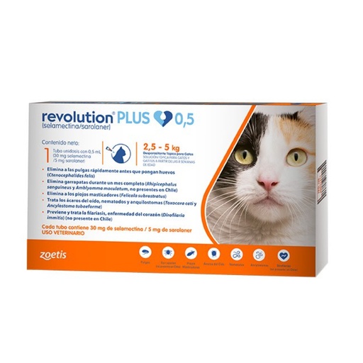[1563] Revolution Plus 0,5 - Desparasitante Para Gatos De 2.5 A 5 Kg