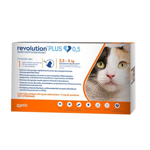 Revolution Plus 0,5 - Desparasitante Para Gatos De 2.5 A 5 Kg