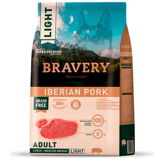 Bravery Adult Dog Large / Medium Breeds Iberian Pork Light 4Kg