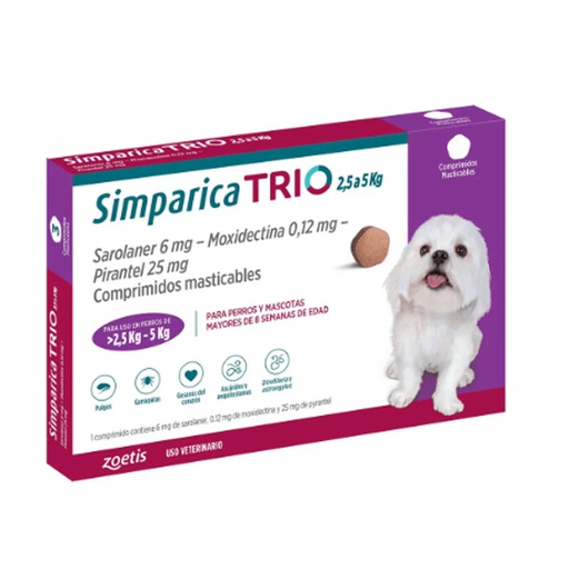 [1695] Simparica Trio De 2,5 A 5Kg 1Comp.