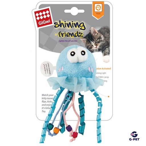 [810] Gigwi Shinning Friendz Jellyfish - Medusa Juguete Para Gato Con Luz Led