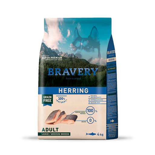 [203] Bravery Adult Dog Large/Medium Herring 4Kg Oferta Especial