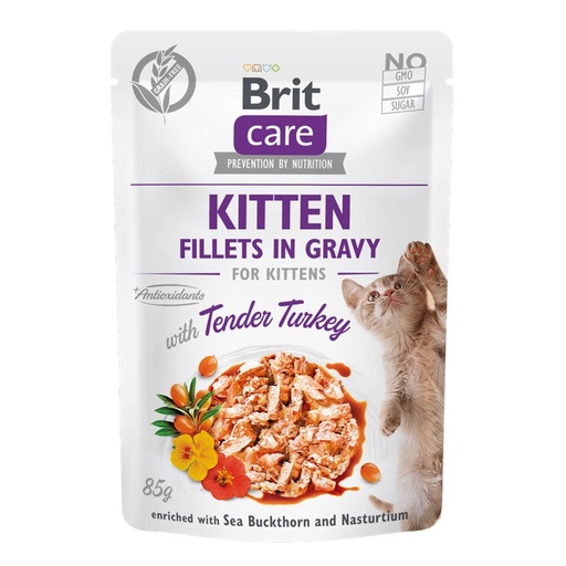 Brit Care Pouch Kitten - Filete En Salsa Con Pavo Tierno Para Gatitos 85G